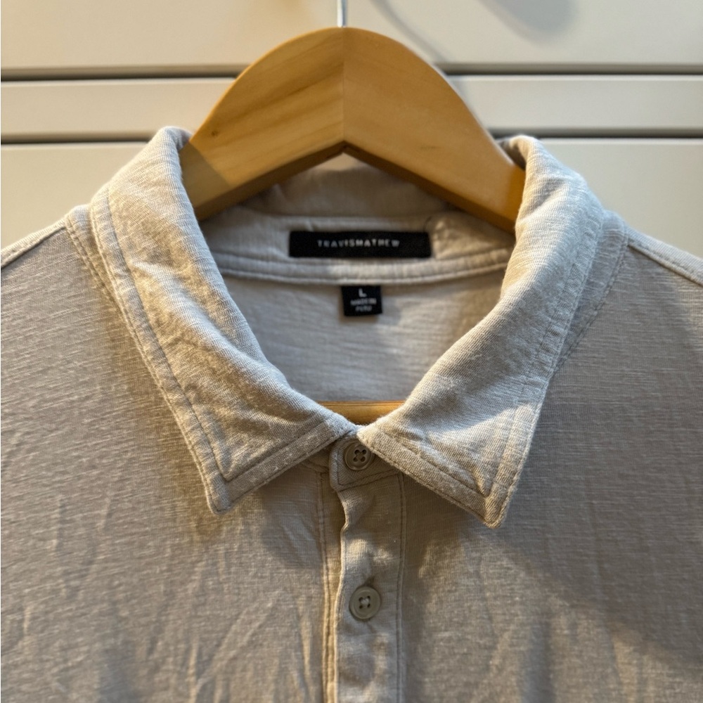 TravisMathew Gray Button-Up Polo